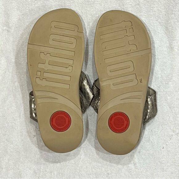 FitFlop Lulu Metallic Snake Flip-Flop Size 10 - Picture 12 of 14